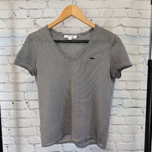 LACOSTE navy/white striped t-shirt